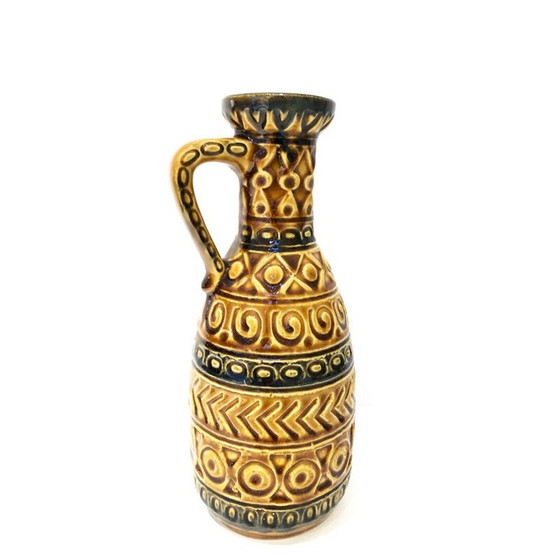 Image 1 of Vase vintage en céramique ocre de l'Allemagne de l'Ouest, 1970