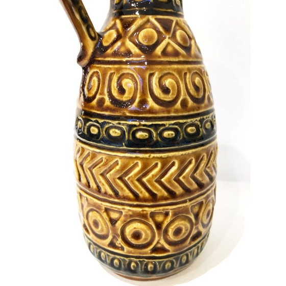 Image 1 of Vase vintage en céramique ocre de l'Allemagne de l'Ouest, 1970