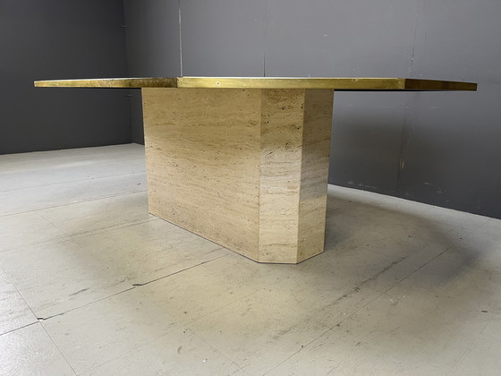 Image 1 of Table Vintage Art Design en laiton gravé par Roger Vanhevel