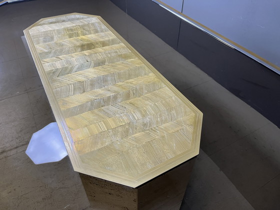 Image 1 of Table Vintage Art Design en laiton gravé par Roger Vanhevel