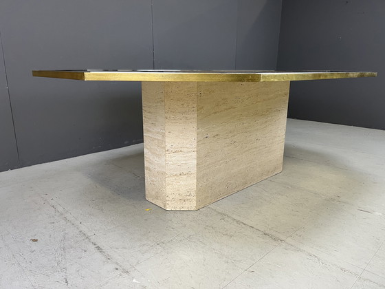 Image 1 of Table Vintage Art Design en laiton gravé par Roger Vanhevel