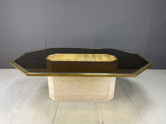 Image 1 of Table Vintage Art Design en laiton gravé par Roger Vanhevel