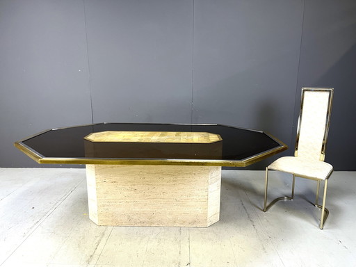 Table Vintage Art Design en laiton gravé par Roger Vanhevel