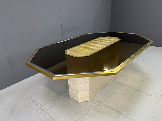 Image 1 of Table Vintage Art Design en laiton gravé par Roger Vanhevel