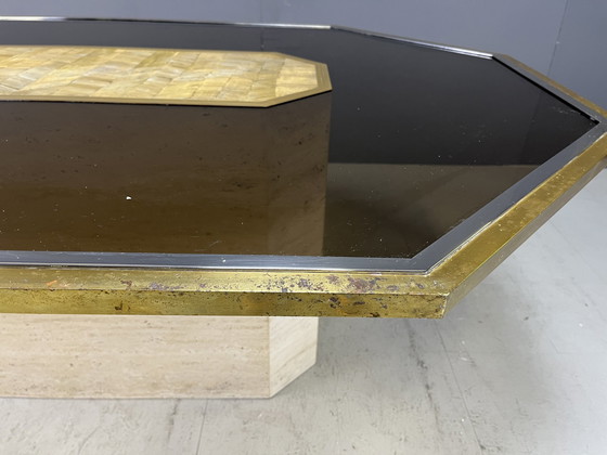 Image 1 of Table Vintage Art Design en laiton gravé par Roger Vanhevel