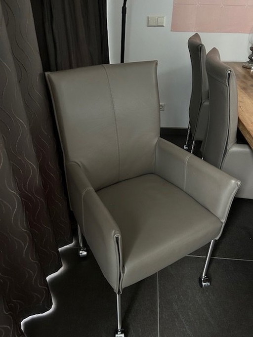 6x Fauteuil Cuir Taupe