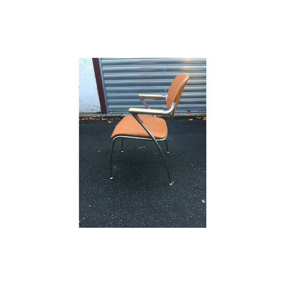 Image 1 of Fauteuil vintage en cuir marron 1980