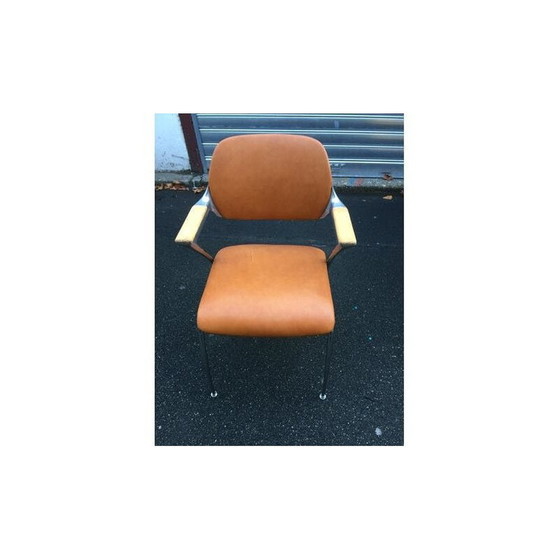 Image 1 of Fauteuil vintage en cuir marron 1980
