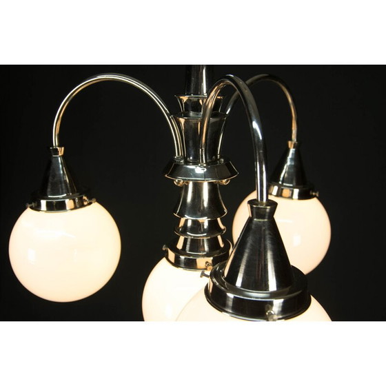 Image 1 of Lustre vintage à 4 flammes en chrome, 1930