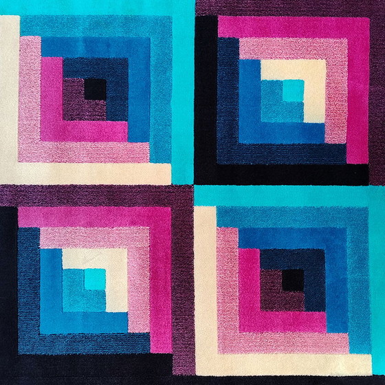 Image 1 of Magnifique tapis géométrique en laine italienne des années 1980 par Missoni pour T&J Vestor