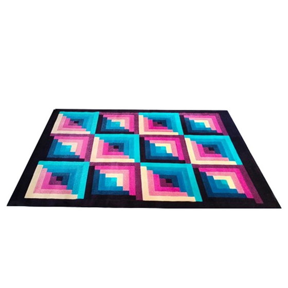 Image 1 of Magnifique tapis géométrique en laine italienne des années 1980 par Missoni pour T&J Vestor