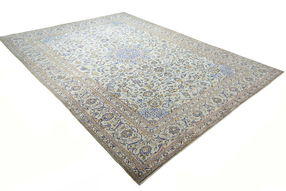 Image 1 of Tapis d'orient Keshan vert pistache noué à la main - 405 X 303 cm