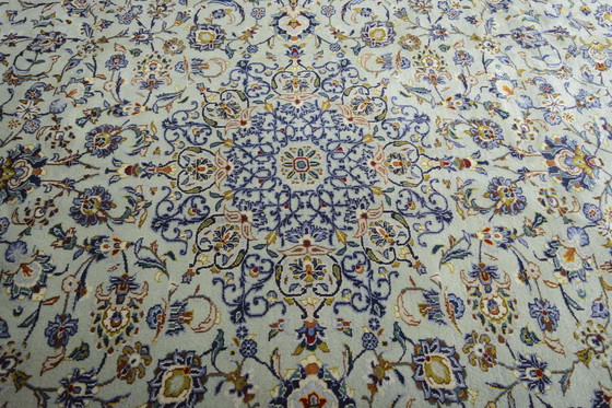 Image 1 of Tapis d'orient Keshan vert pistache noué à la main - 405 X 303 cm