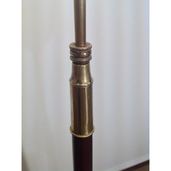 Image 1 of Lampadaire tripode en laiton, acajou et verre - années 1930