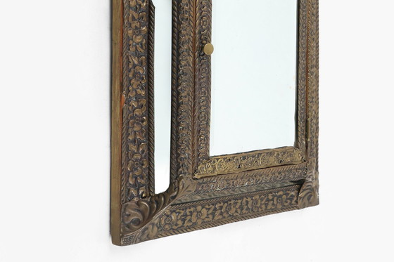 Image 1 of Armoire murale Art Déco en laiton avec miroir biseauté, 1930S