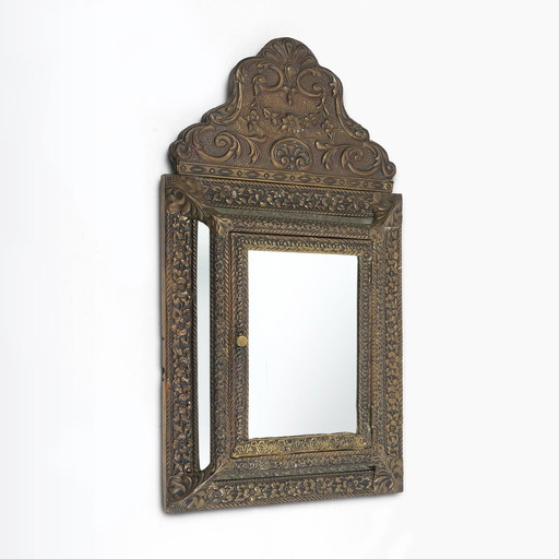 Armoire murale Art Déco en laiton avec miroir biseauté, 1930S