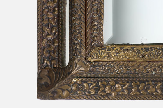 Image 1 of Armoire murale Art Déco en laiton avec miroir biseauté, 1930S