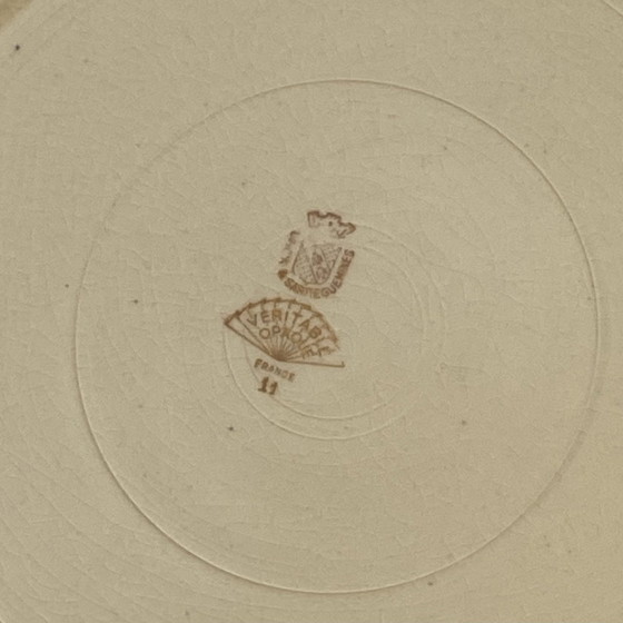 Image 1 of Lot De 3 Plats De Service Digoin Sarreguemines Faïence Ancienne Couleur Beige Et Dorure