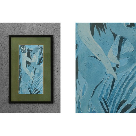 Image 1 of Peinture lithographique couleur vintage