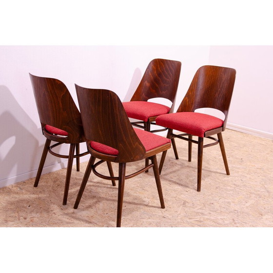 Image 1 of Ensemble de 4 chaises de salle à manger vintage en bois courbé par Radomír Hofman pour Ton, Tchécoslovaquie 1960