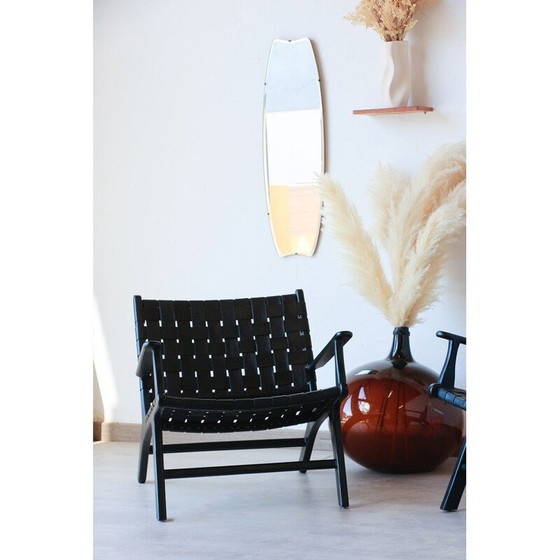 Image 1 of Paire de fauteuils vintage "Hollywood" en cuir noir par Olivier de Schrijver, Belgique