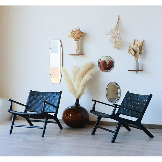 Image 1 of Paire de fauteuils vintage "Hollywood" en cuir noir par Olivier de Schrijver, Belgique