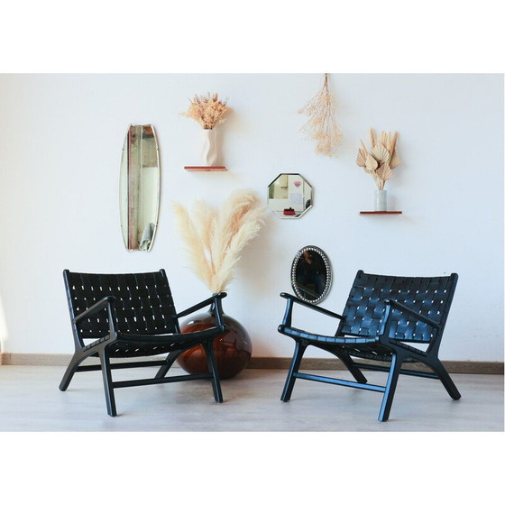 Image 1 of Paire de fauteuils vintage "Hollywood" en cuir noir par Olivier de Schrijver, Belgique