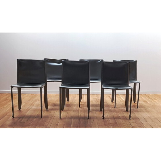 Image 1 of Chaise vintage en cuir épais teinté par Margot pour Cattelan Italia