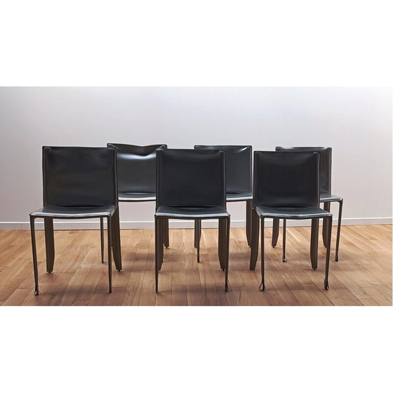 Image 1 of Chaise vintage en cuir épais teinté par Margot pour Cattelan Italia