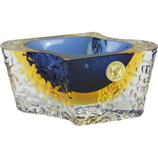 Cendrier vintage en verre de Murano par Mandruzzato, 1970 .