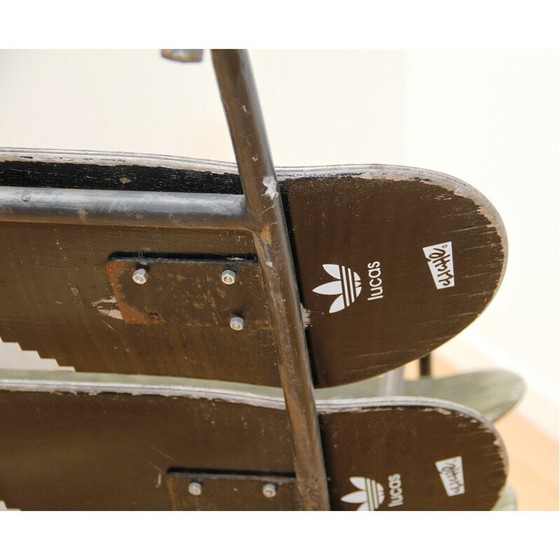 Image 1 of Bancs vintage en bois et métal par Lucas pour Adidas
