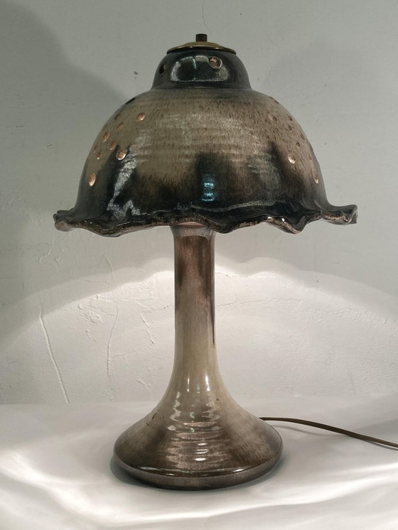 Image 1 of Lampe de table champignon en céramique émaillée et émaillée du Mid Century