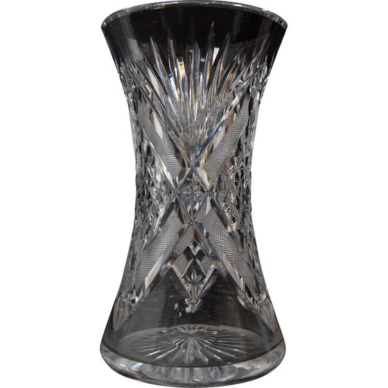 Image 1 of Vase vintage en verre de cristal taillé, années 1960