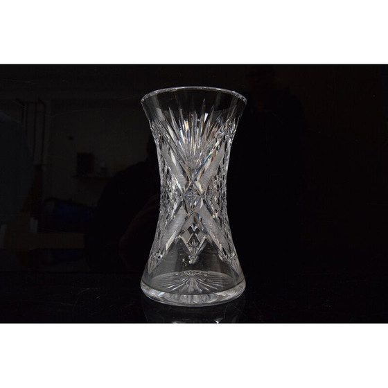 Image 1 of Vase vintage en verre de cristal taillé, années 1960