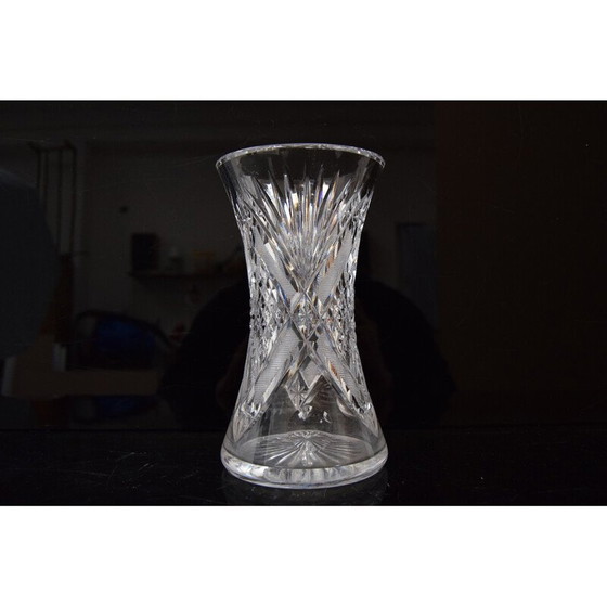 Image 1 of Vase vintage en verre de cristal taillé, années 1960