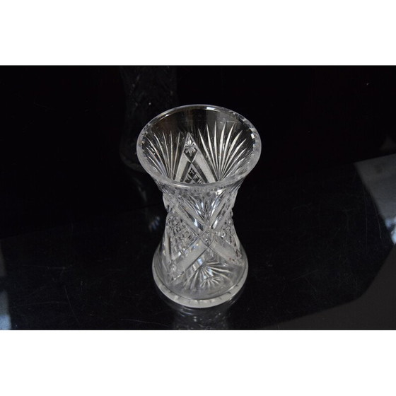 Image 1 of Vase vintage en verre de cristal taillé, années 1960