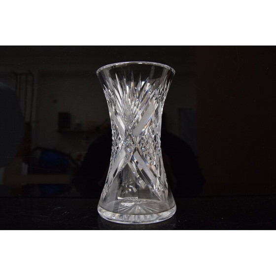 Image 1 of Vase vintage en verre de cristal taillé, années 1960