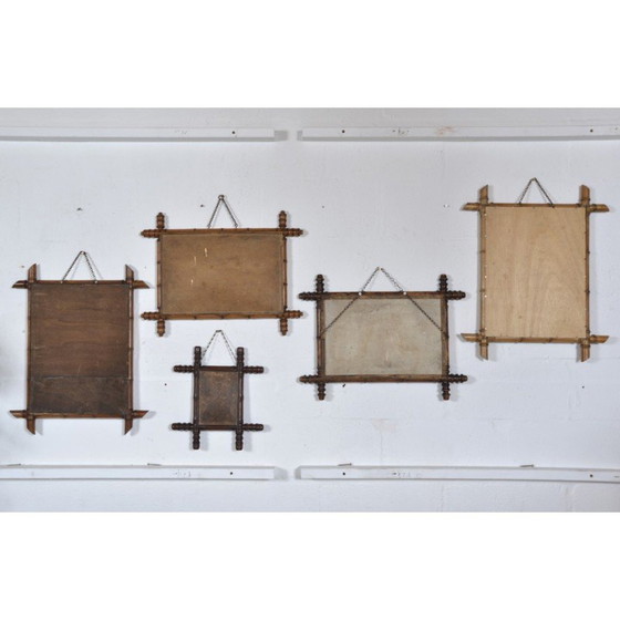 Image 1 of Ensemble de 5 miroirs muraux vintage en faux bambou, France