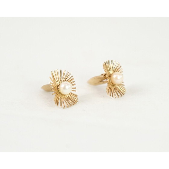 Image 1 of Paire de clips d'oreille vintage 14 carats estampillés 585 par Bernhard Hertz pour Copenhague