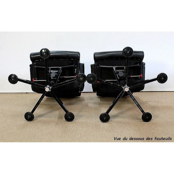 Image 1 of Paire de chaises de bureau en cuir vintage par Richard Sapper pour Knoll, 1979