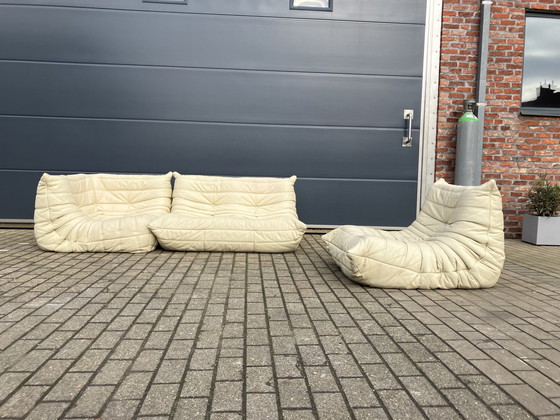 Image 1 of Ligne Roset Togo 1Seat, 2Seat & Corner En Cuir Beige
