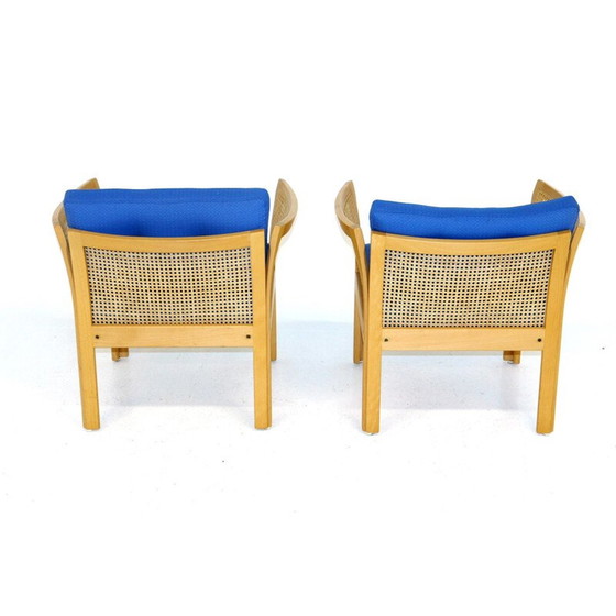 Image 1 of Paire de fauteuils vintage en hêtre et rotin par Illum Wikkelso, 1980