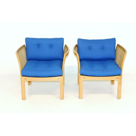 Image 1 of Paire de fauteuils vintage en hêtre et rotin par Illum Wikkelso, 1980