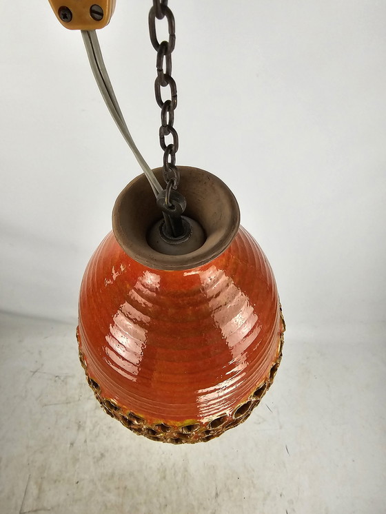 Image 1 of Lampe pendante en céramique Orange Jaune