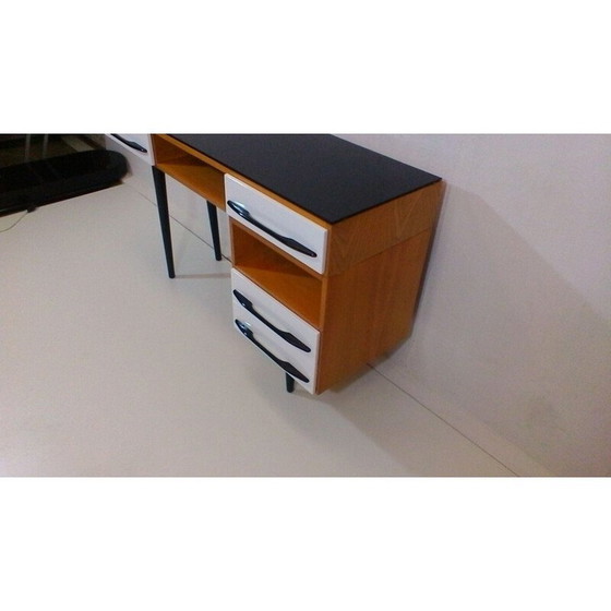 Image 1 of Bureau vintage en bois et vernis de l'architecte M. Pozar, style rétro, 1960.