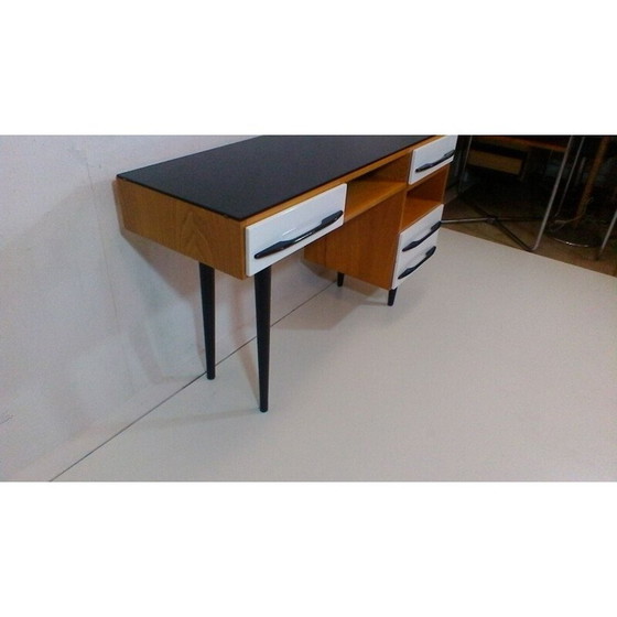 Image 1 of Bureau vintage en bois et vernis de l'architecte M. Pozar, style rétro, 1960.