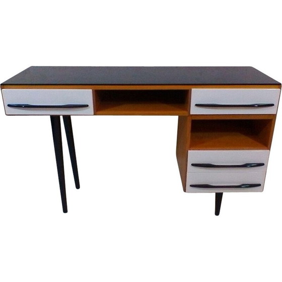 Image 1 of Bureau vintage en bois et vernis de l'architecte M. Pozar, style rétro, 1960.