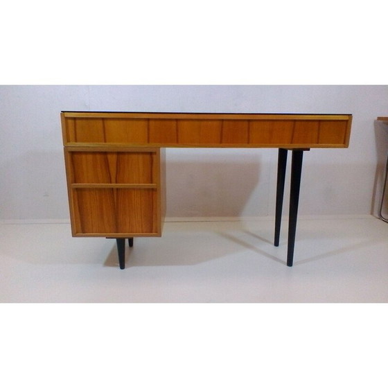 Image 1 of Bureau vintage en bois et vernis de l'architecte M. Pozar, style rétro, 1960.