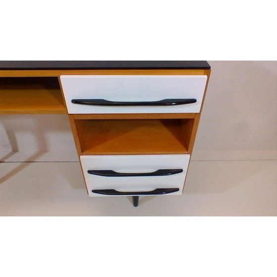 Image 1 of Bureau vintage en bois et vernis de l'architecte M. Pozar, style rétro, 1960.