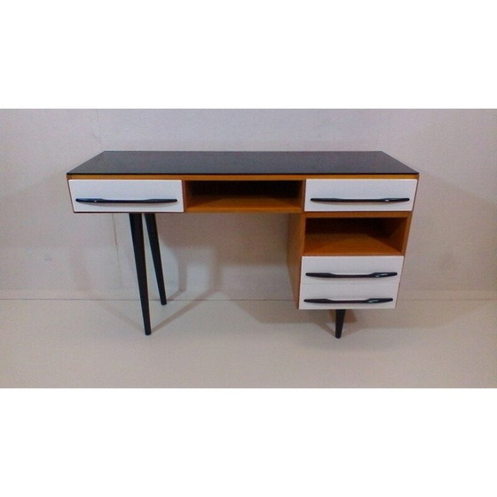 Image 1 of Bureau vintage en bois et vernis de l'architecte M. Pozar, style rétro, 1960.